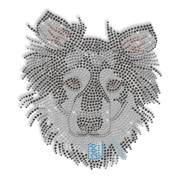 Shining Rhinestone Black Dog Head Iron on Transfer Motif for Shirts