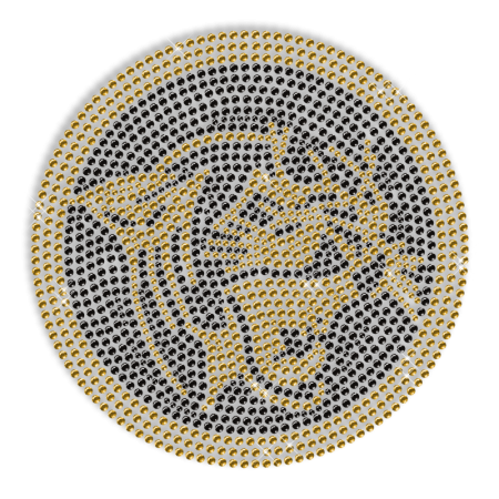 Gold Rhinestone Tiger Iron on Transfer Motif for Shirts