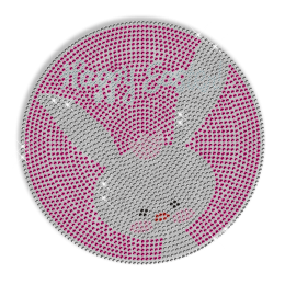 Happy Easter Bunny Pattern Rhinestud Hotfix Design