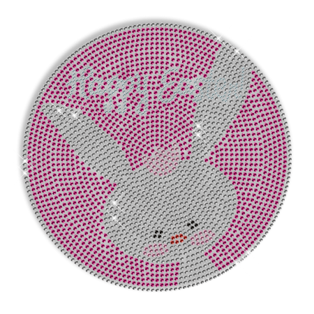 Happy Easter Bunny Pattern Rhinestud Hotfix Design