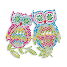 Rhinestone Owl Couple Hotfix Motif Design