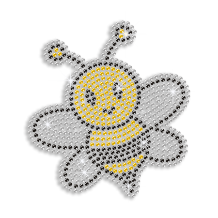 Cheap Sparkling Rhinestone Yellow Bee Hotfix Transfer Pattern