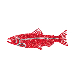 Lovely Pure Red Fish Glitter Hot Fix Pattern