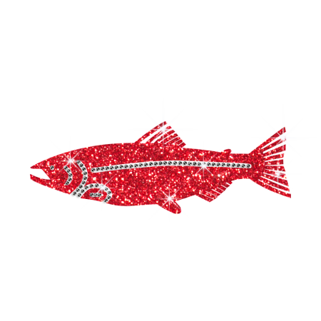 Lovely Pure Red Fish Glitter Hot Fix Pattern