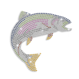 Sparkle Jumping Fish in Multiple Colors Rhinestone Iron on Design