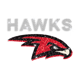 Shining Red Hawk Head Rhinestone and Glitter Iron on Transfer