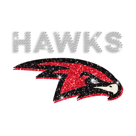 Shining Red Hawk Head Rhinestone and Glitter Iron on Transfer