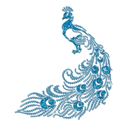 Exquisite Silhouette of Blue Peacock Hotfix Bling Motif