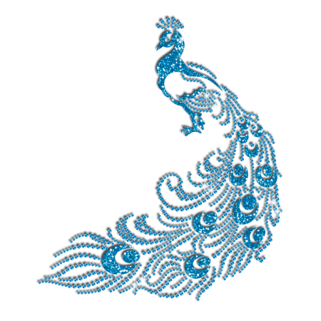 Exquisite Silhouette of Blue Peacock Hotfix Bling Motif - CSTOWN