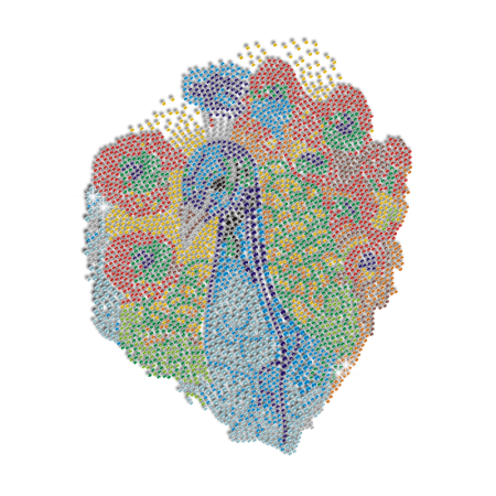 Shining Colorful Peacock Hotfix Rhinestone Design