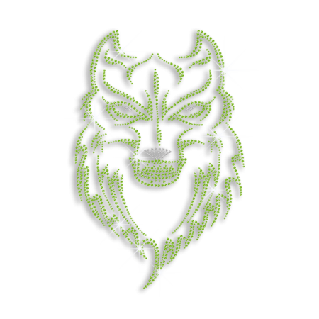 Green Dire Wolf Rhinestone Iron on Transfer Design