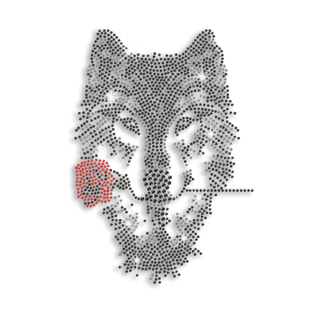 Black Fox with A Rose Rhinestone Transfer Design