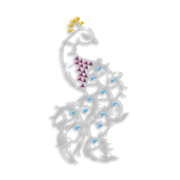 Elegant Peacock Rhinestone Nailhead Iron on Transfer Design