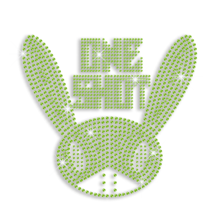 One Shot Green Bunny Iron-on Rhinestone Transfer