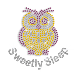 Custom Sweetly Sleep Cute Owl Hot-fix Rhinestone Transfer