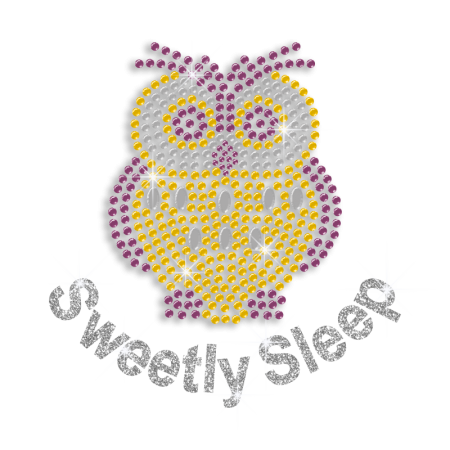 Custom Sweetly Sleep Cute Owl Hot-fix Rhinestone Transfer