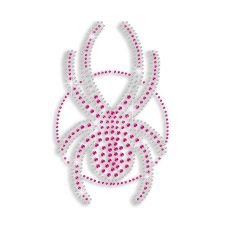 Pink & Crystal Spider Iron-on Rhinestone Transfer Design