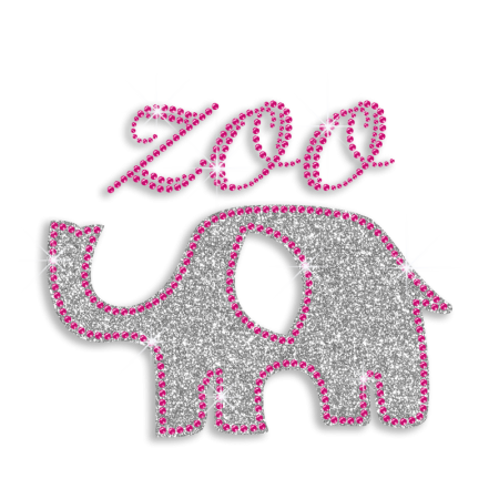 Glittering Elephant Zoo Iron-on Rhinestone Transfers