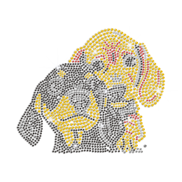 Two Cute Bling Puppy Iron on Rhinestone Transfer Decal