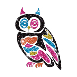 Cute Owl Iron on Glitter Transfer