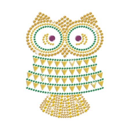 The Owl with Big Bling Eyes Iron on Rhinestone Design