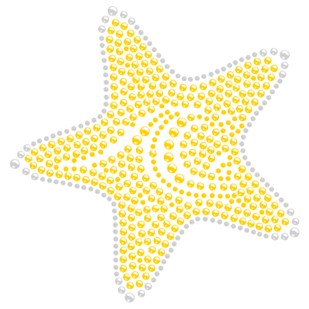 Rhinestone Bright Yellow Starfish Iron on Transfer