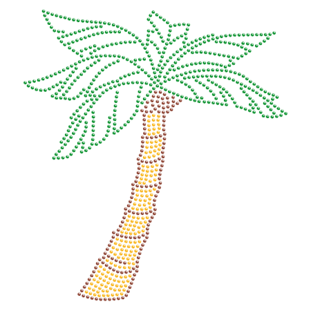 Coconut Tree on Beach Hot-fix Rhinestone Image