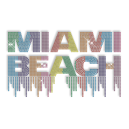 Wholesale Sparkling Iron on Transfer Design Miami Beach Motif for Your Shirts