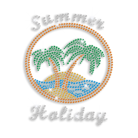 Cool Summer Holiday Beach Time Iron-on Rhinestone Transfer