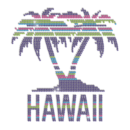 Shiny Hawaii Coconut Palm Iron-on Rhinestone Transfer