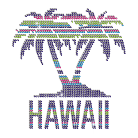 Shiny Hawaii Coconut Palm Iron-on Rhinestone Transfer