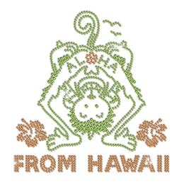 Cheering Hawaii Greeting Iron-on Rhinestone Transfer