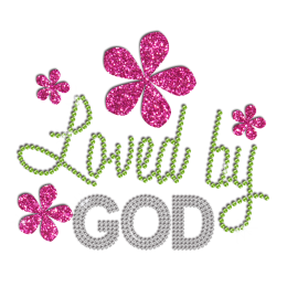 Pretty Girl Loved by God Iron-on Glitter Rhinestone Transfer