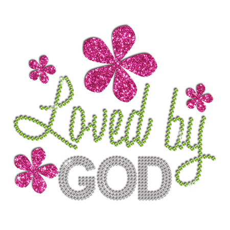 Pretty Girl Loved by God Iron-on Glitter Rhinestone Transfer