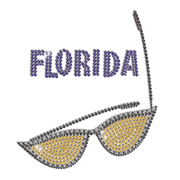 Cool Florida Sunglasses Iron-on Rhinestone Transfer