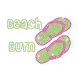 Gorgeous Beach Bum Slippers Hotfix Rhinestone Transfer