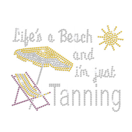 Shiny Tanning on Beach Heat Press Rhinestone Transfer