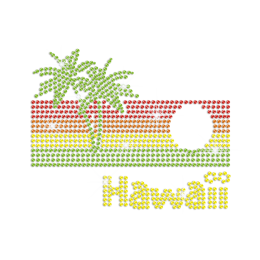 Pretty Hawaii Scenery Iron-on Rhinestone Transfer