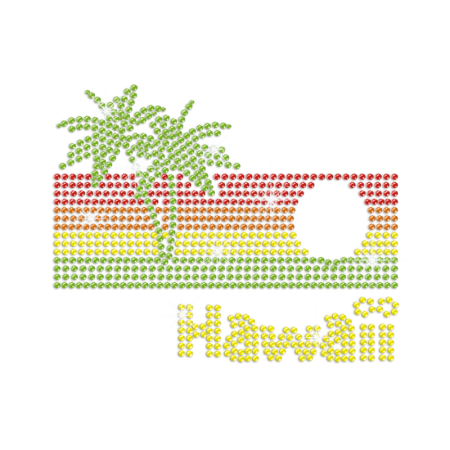 Pretty Hawaii Scenery Iron-on Rhinestone Transfer