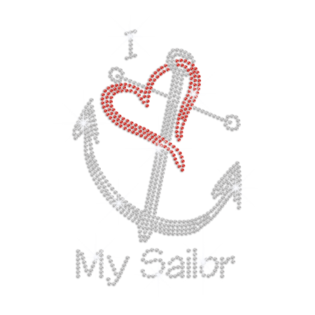 Bling I Love My Sailor Iron-on Rhinestone Transfer