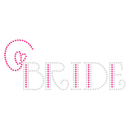 Bride with Pink Heart Rhinestone Iron on Design