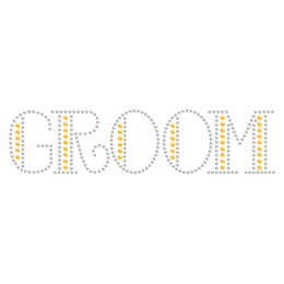 Rhinestone Crystal Yellow Groom Iron ons