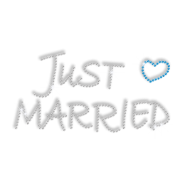 Personalized Rhinestone Iron ons Heart and Word of Just Married