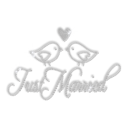 Pure Crystal Two Just Married Love Birds Rhinestone Transfer