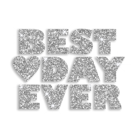 Bling Best Day Ever Heart Iron-on Glitter Transfer Design