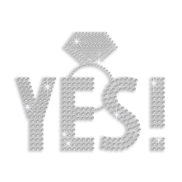 Crystal Say Yes Wedding Ring Iron-on Rhinestone Transfer