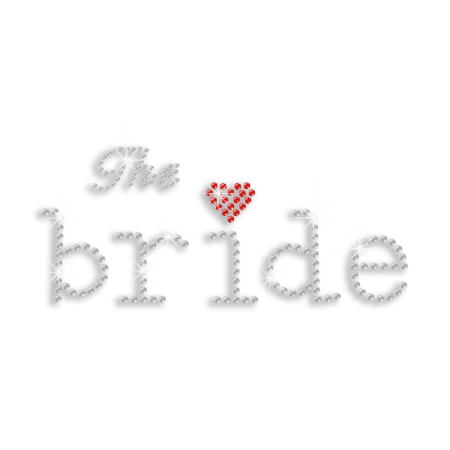 The Bride Love Heart Iron on Rhinestone Transfer Motif