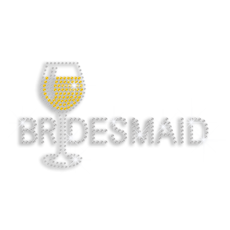 Bling Bridesmaid with Goblet Hotfix Rhinestone Transfer