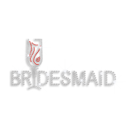 Custom Bridesmaid with Wine Glass Iron-on Rhinestone Transfer