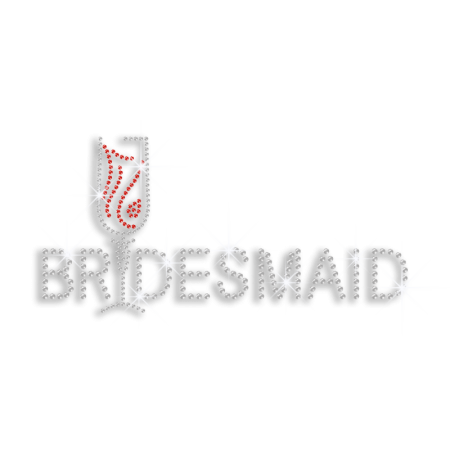 Custom Bridesmaid with Wine Glass Iron-on Rhinestone Transfer